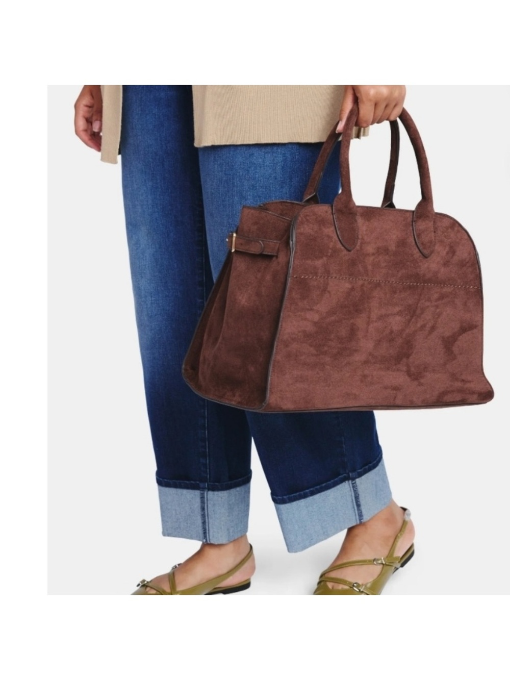 Classic Brown Suede Tote Bag